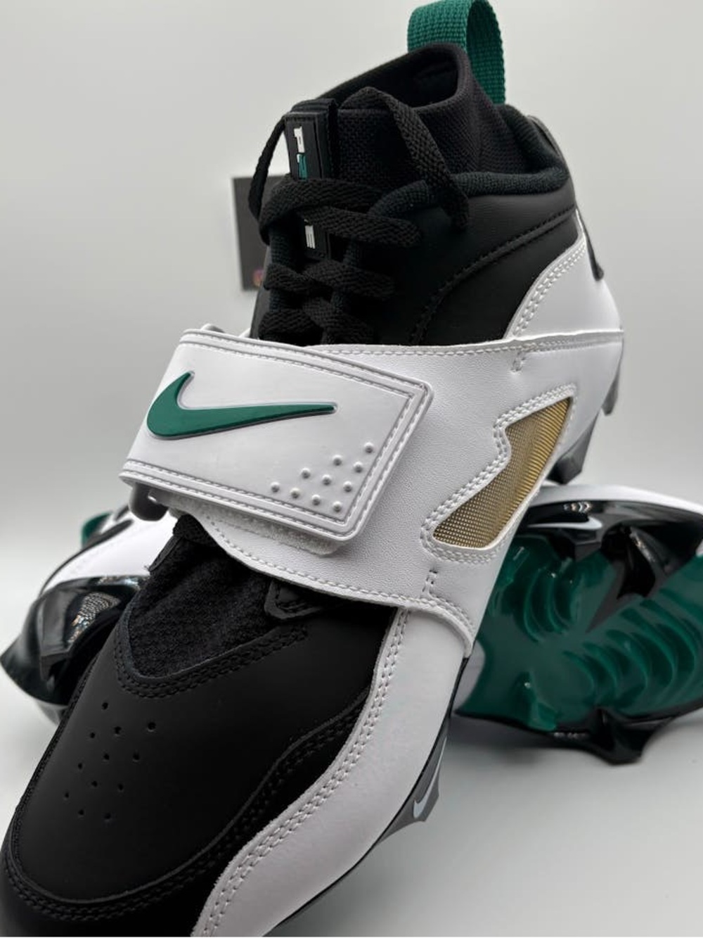 New Nike Vapor Edge DT ‘93 TD Black, White and Green Athletic Cleats with Strap